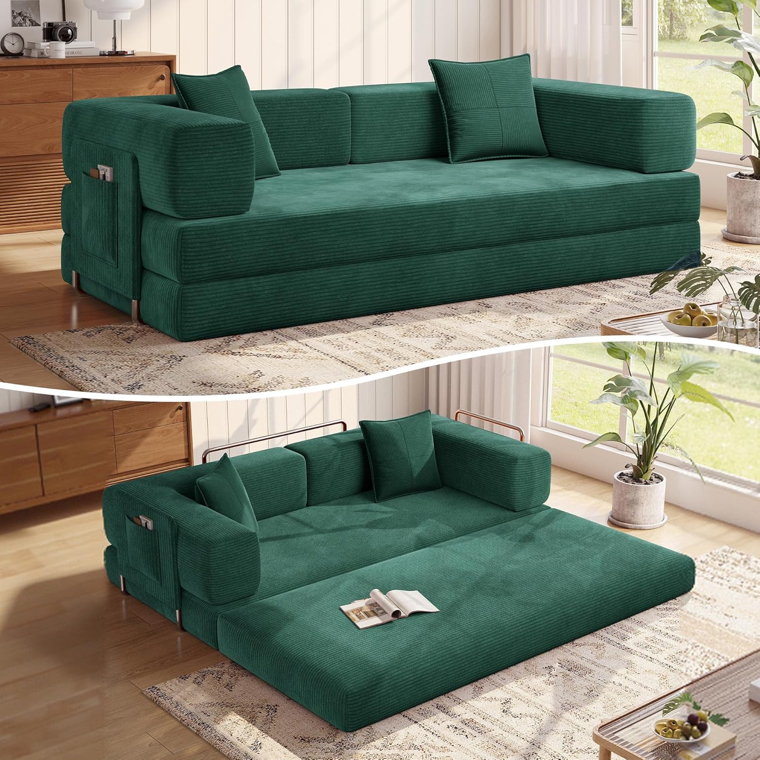 Teddy Convertible Sleeper Sofa Bed - Boneless Compression Couch in a Box