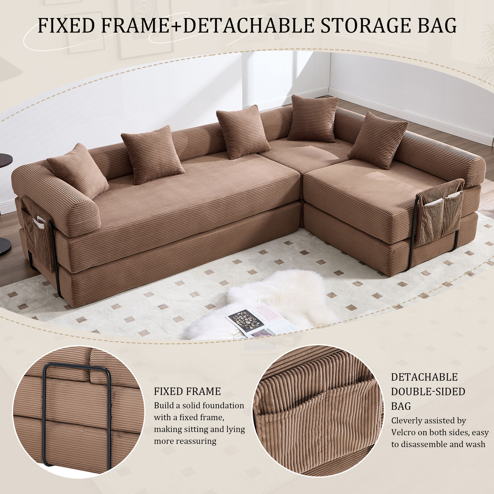 Oversized Convertible Folding Sofa Bed