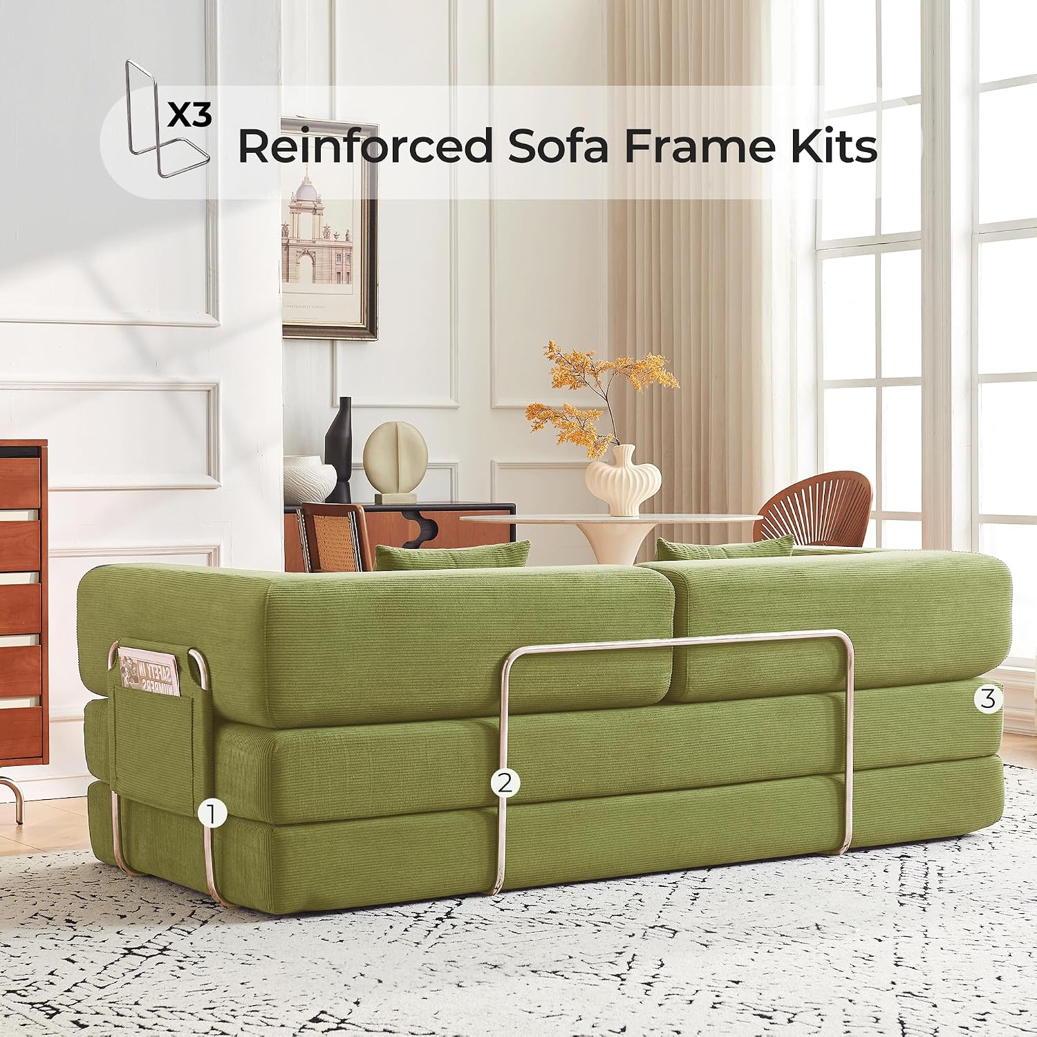Teddy Convertible Sleeper Sofa Bed - Boneless Compression Couch in a Box
