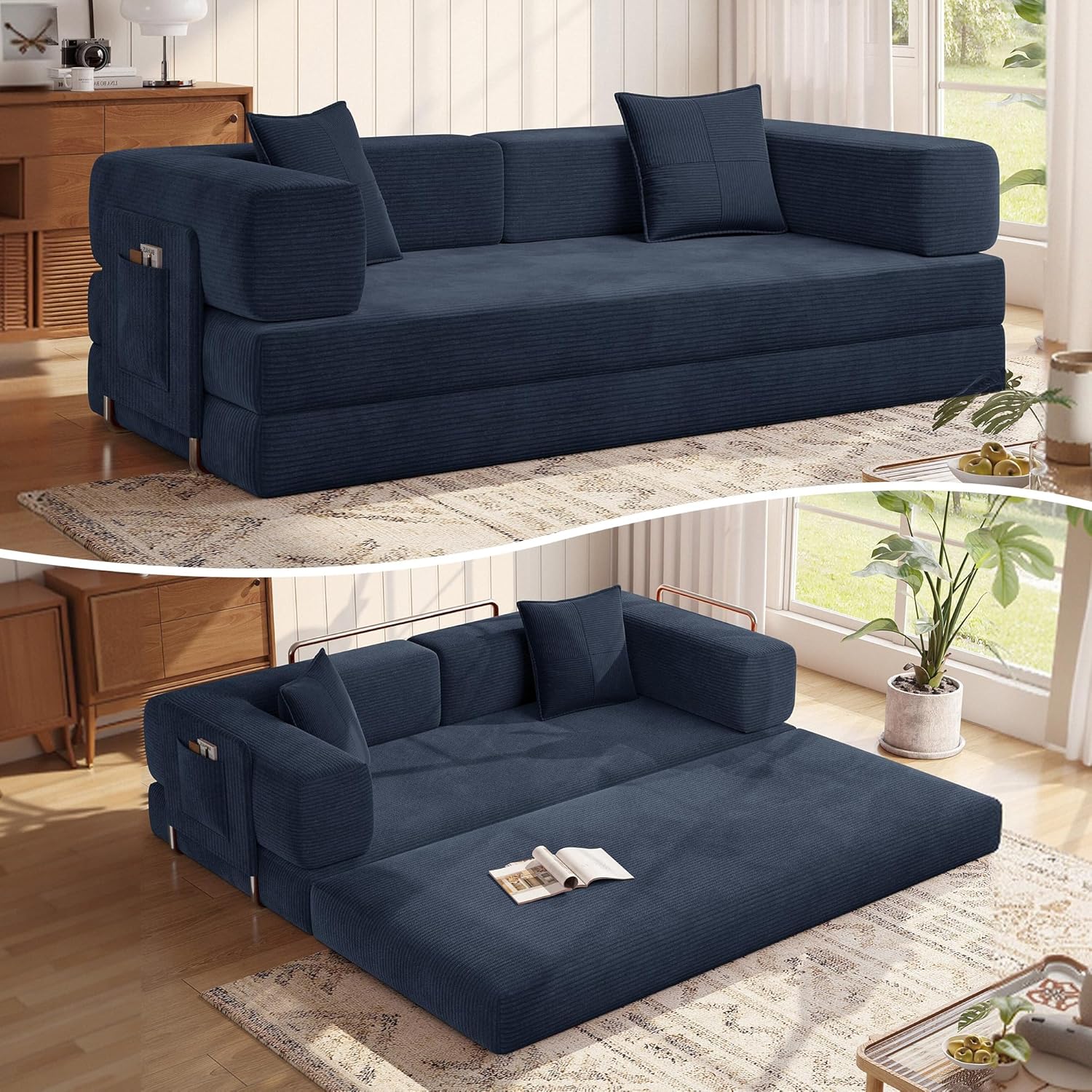 Teddy Convertible Sleeper Sofa Bed - Boneless Compression Couch in a Box