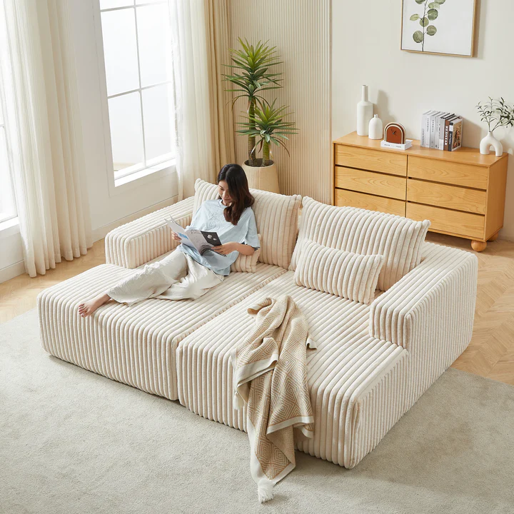 Double Oversized Foam Chaise Lounge - Bonless Sofa Bed