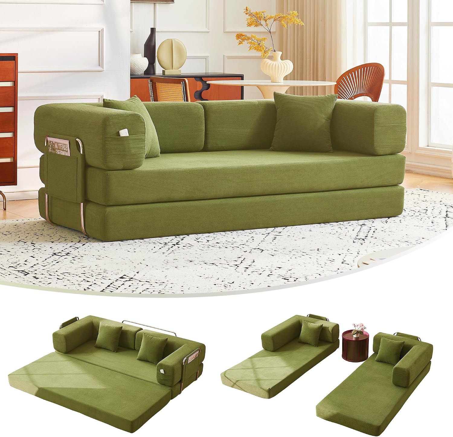 Teddy Convertible Sleeper Sofa Bed - Boneless Compression Couch in a Box