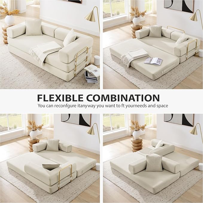 Teddy Convertible Sleeper Sofa Bed - Boneless Compression Couch in a Box