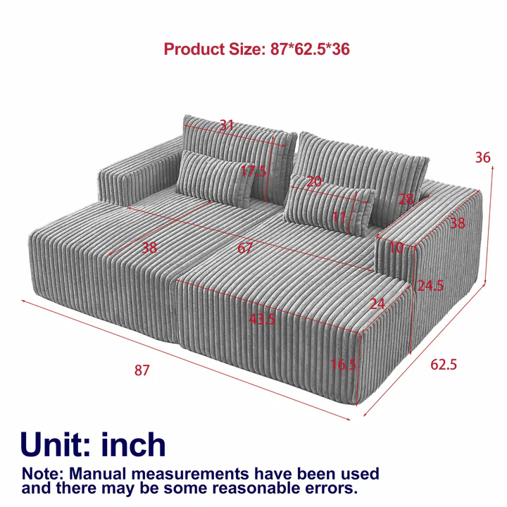 Double Oversized Foam Chaise Lounge - Bonless Sofa Bed