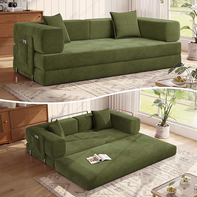 Teddy Convertible Sleeper Sofa Bed - Boneless Compression Couch in a Box