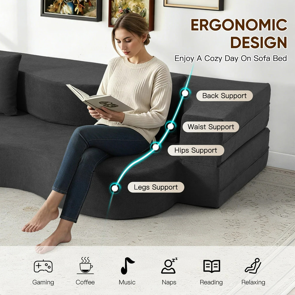 High-Density Foam Sofa Bed for Guest Room and Bedroom