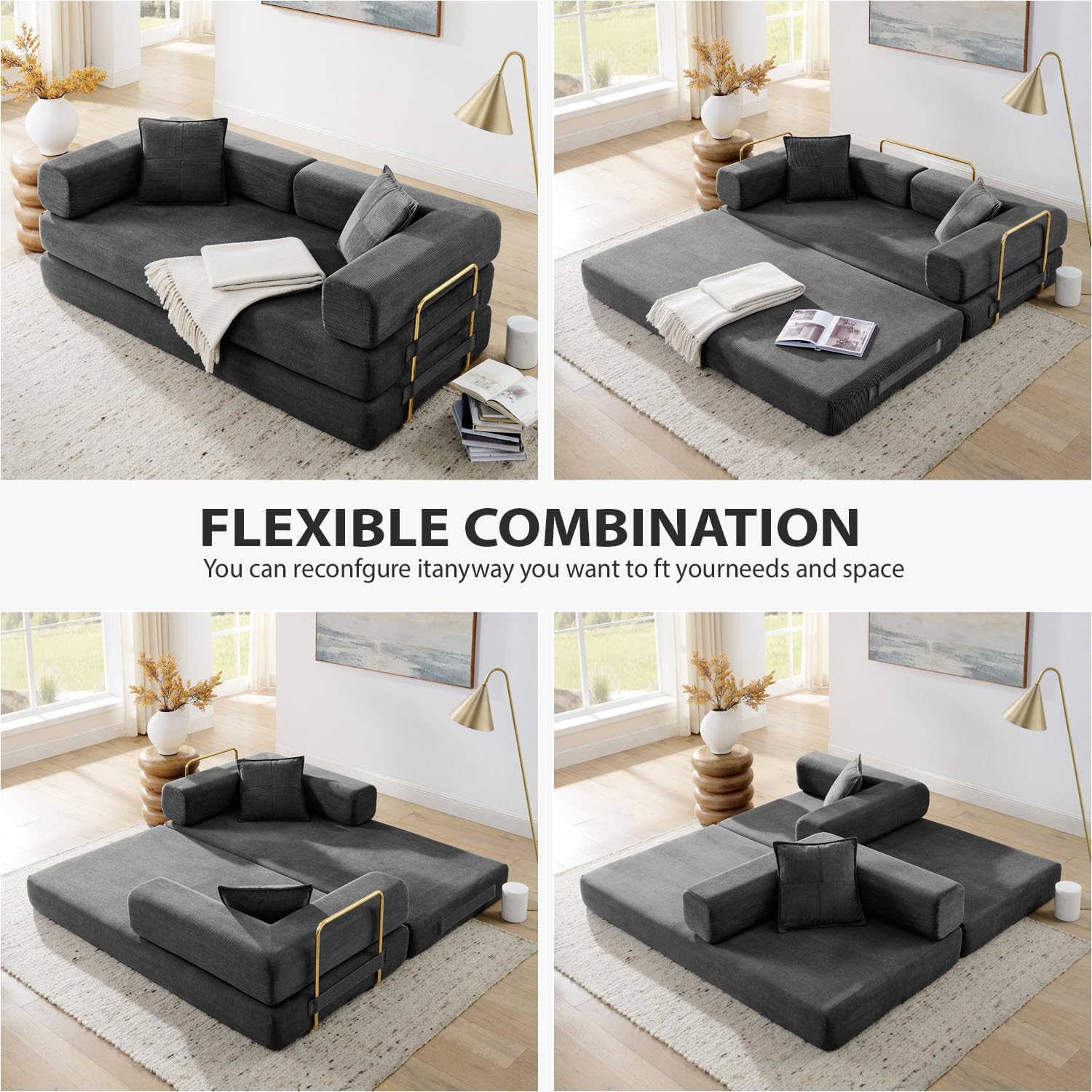 Teddy Convertible Sleeper Sofa Bed - Boneless Compression Couch in a Box
