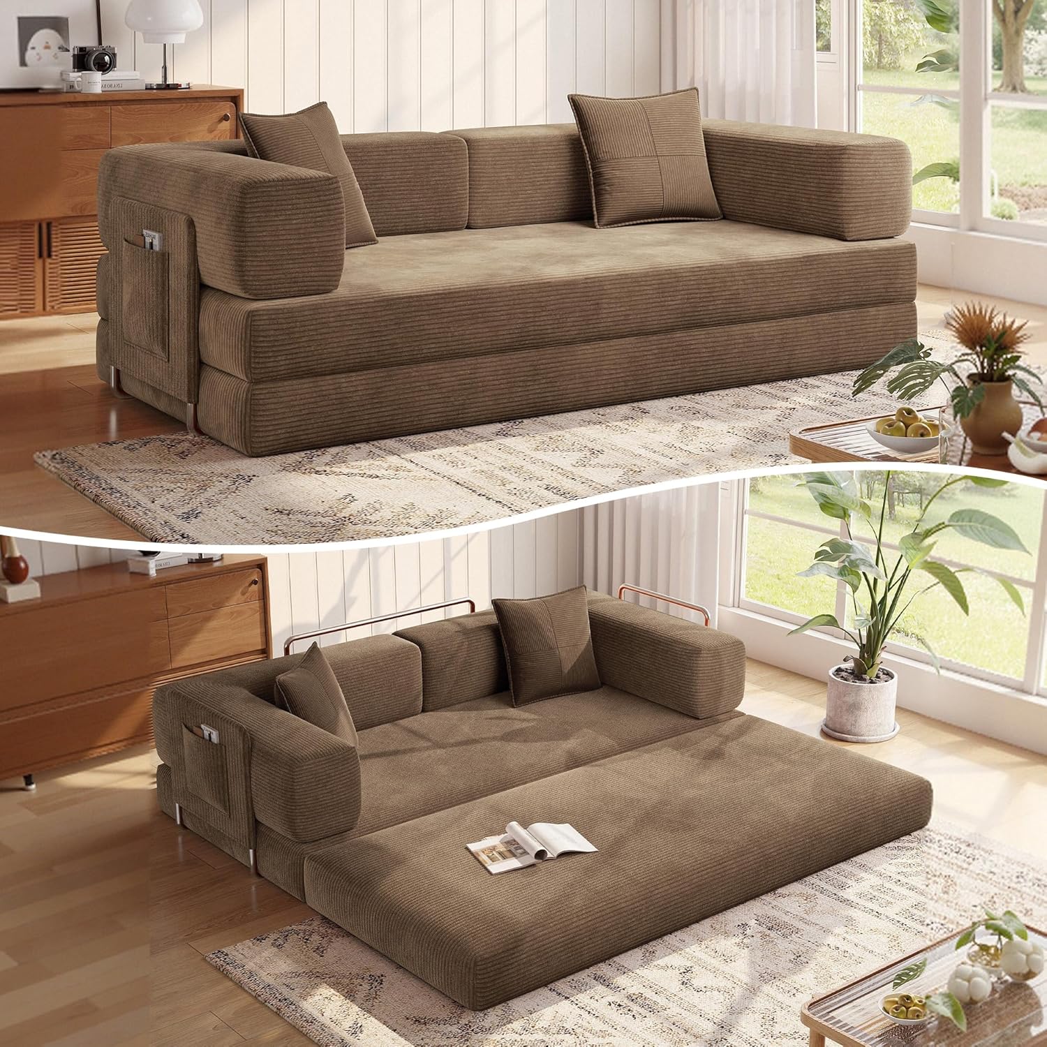 Teddy Convertible Sleeper Sofa Bed - Boneless Compression Couch in a Box
