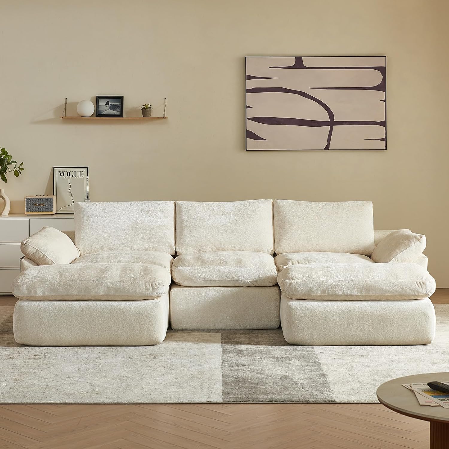 Utra Soft Cloud Modular Sectional Compressiable Sofa with 2 Movable Ottoman