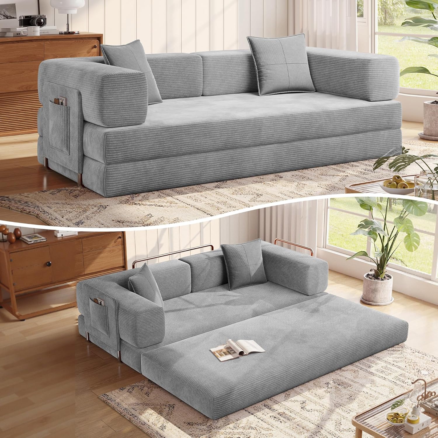 Teddy Convertible Sleeper Sofa Bed - Boneless Compression Couch in a Box