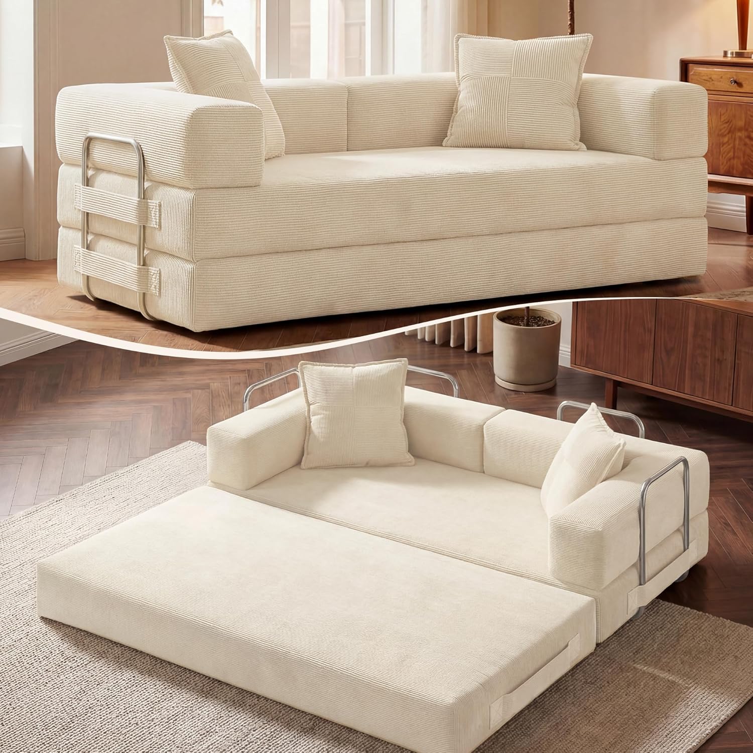 Teddy Convertible Sleeper Sofa Bed - Boneless Compression Couch in a Box