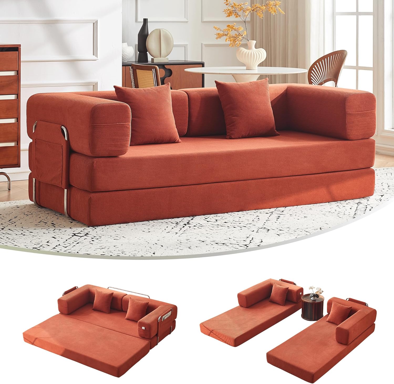 Teddy Convertible Sleeper Sofa Bed - Boneless Compression Couch in a Box