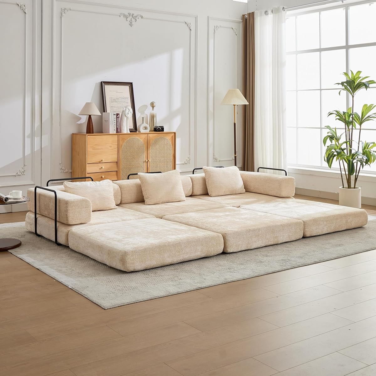 6-in-1 Convertible Compression Sofa Bed, Sleeper Couch with Pull Out Mattress