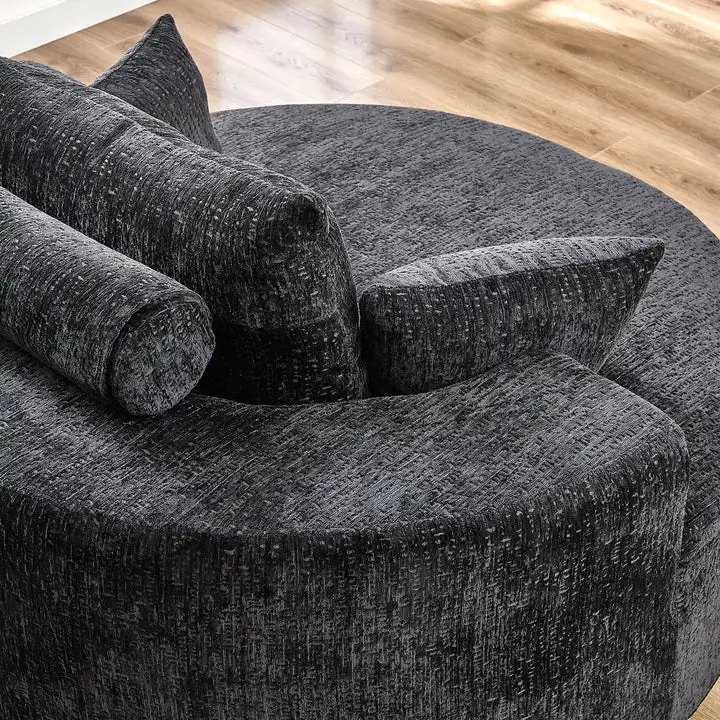 55'' Round Upholstered Lounge Chaise Sofa with Deep Seat