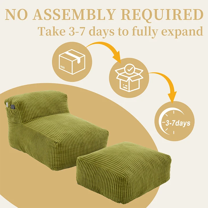 Bean Bag Lounger Chair with Ottoman