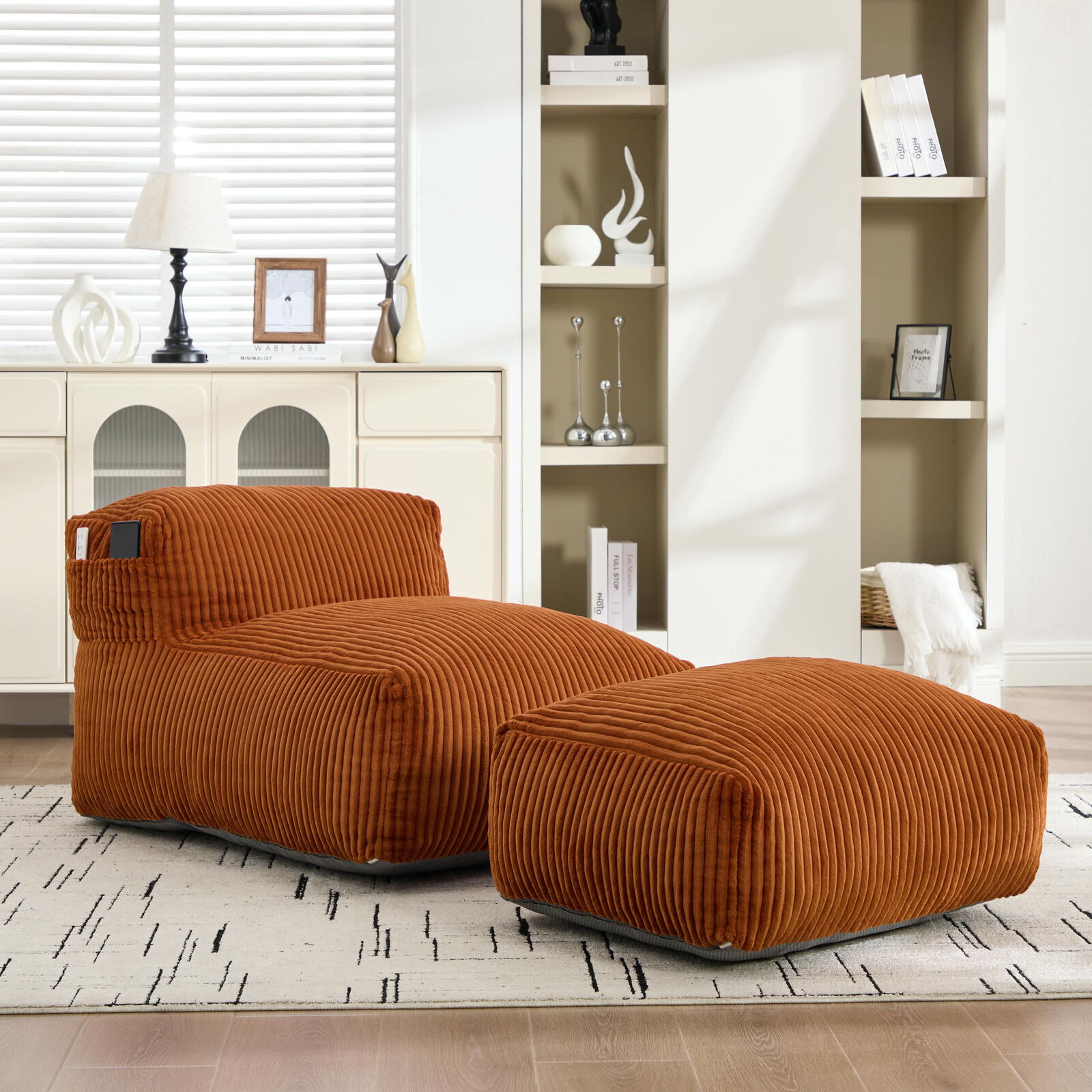 Bean Bag Lounger Chair with Ottoman