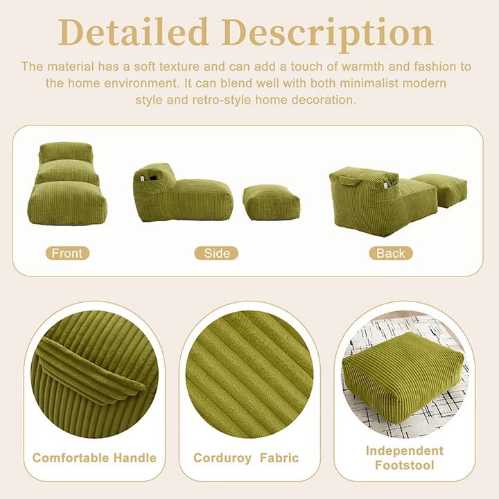 Bean Bag Lounger Chair with Ottoman