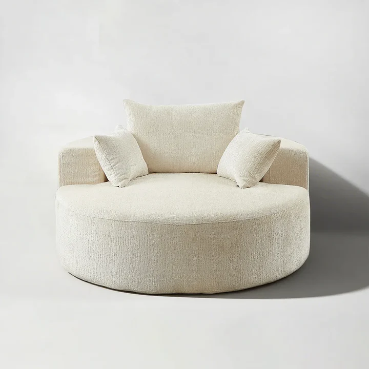 55'' Round Upholstered Lounge Chaise Sofa with Deep Seat