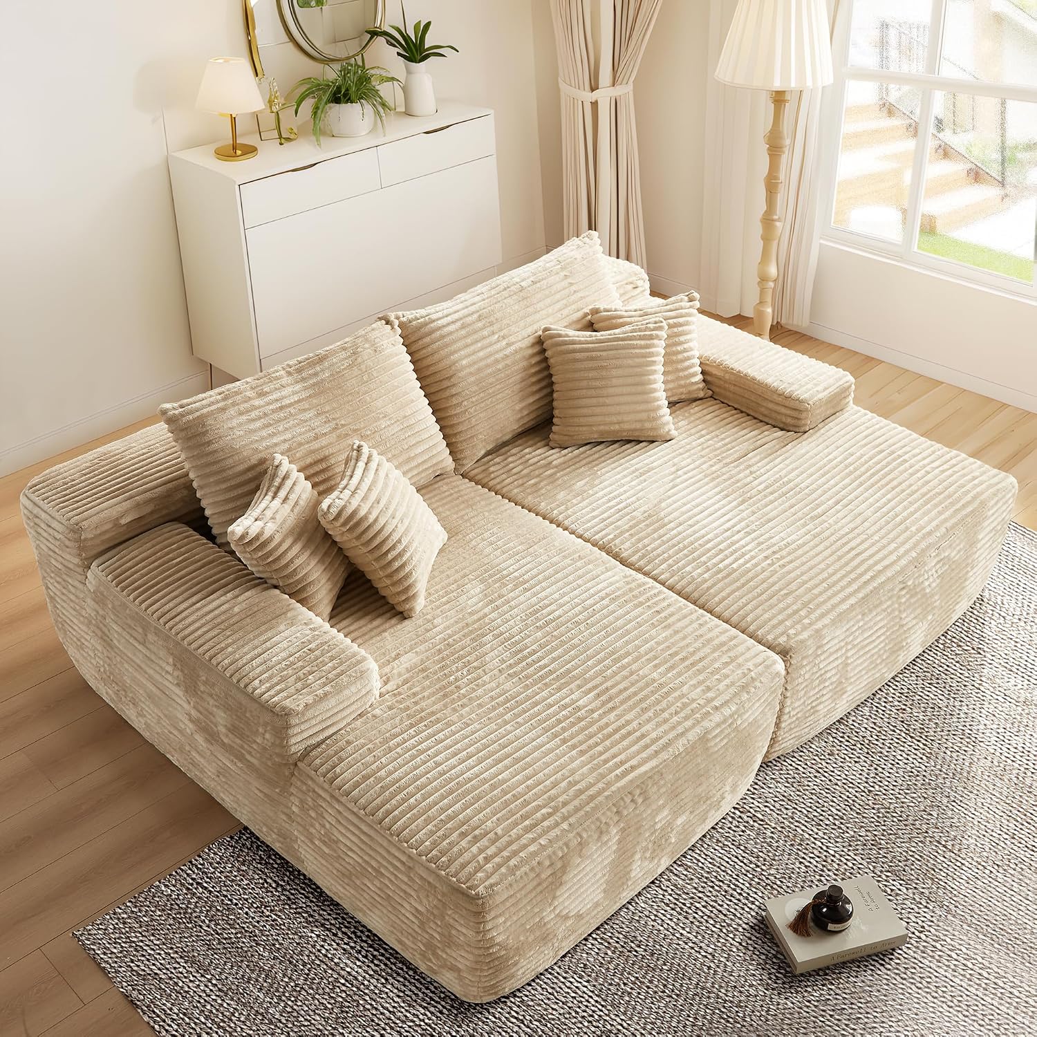 Double Oversized Chaise Lounge - Bonless Sleeping Sofa Bed