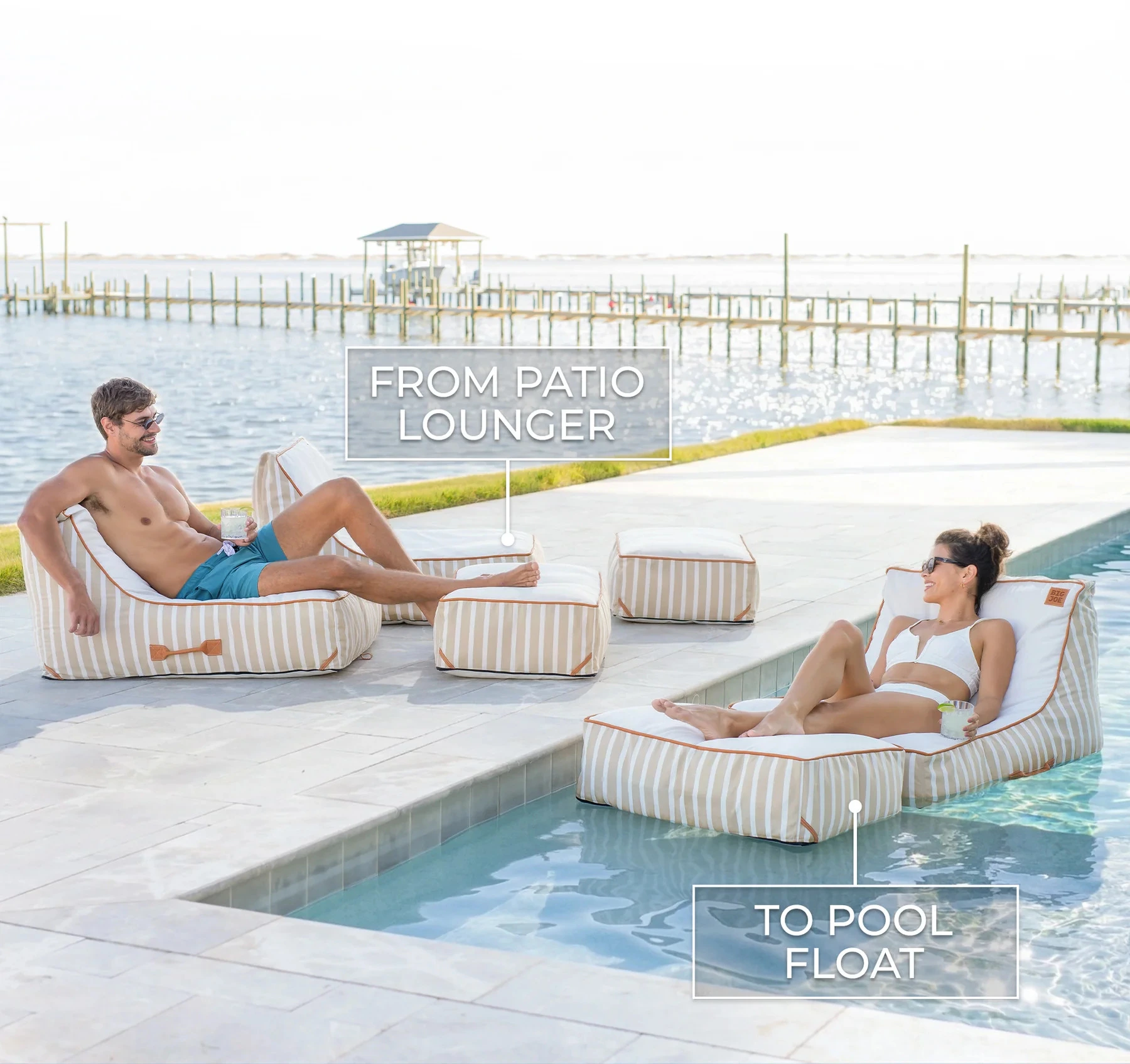 Pool and Patio Lounger with Ottoman