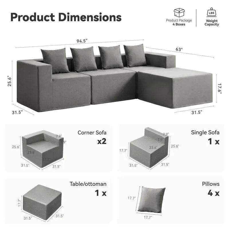 Outdoor Modular Patio Sectional Sofa Set