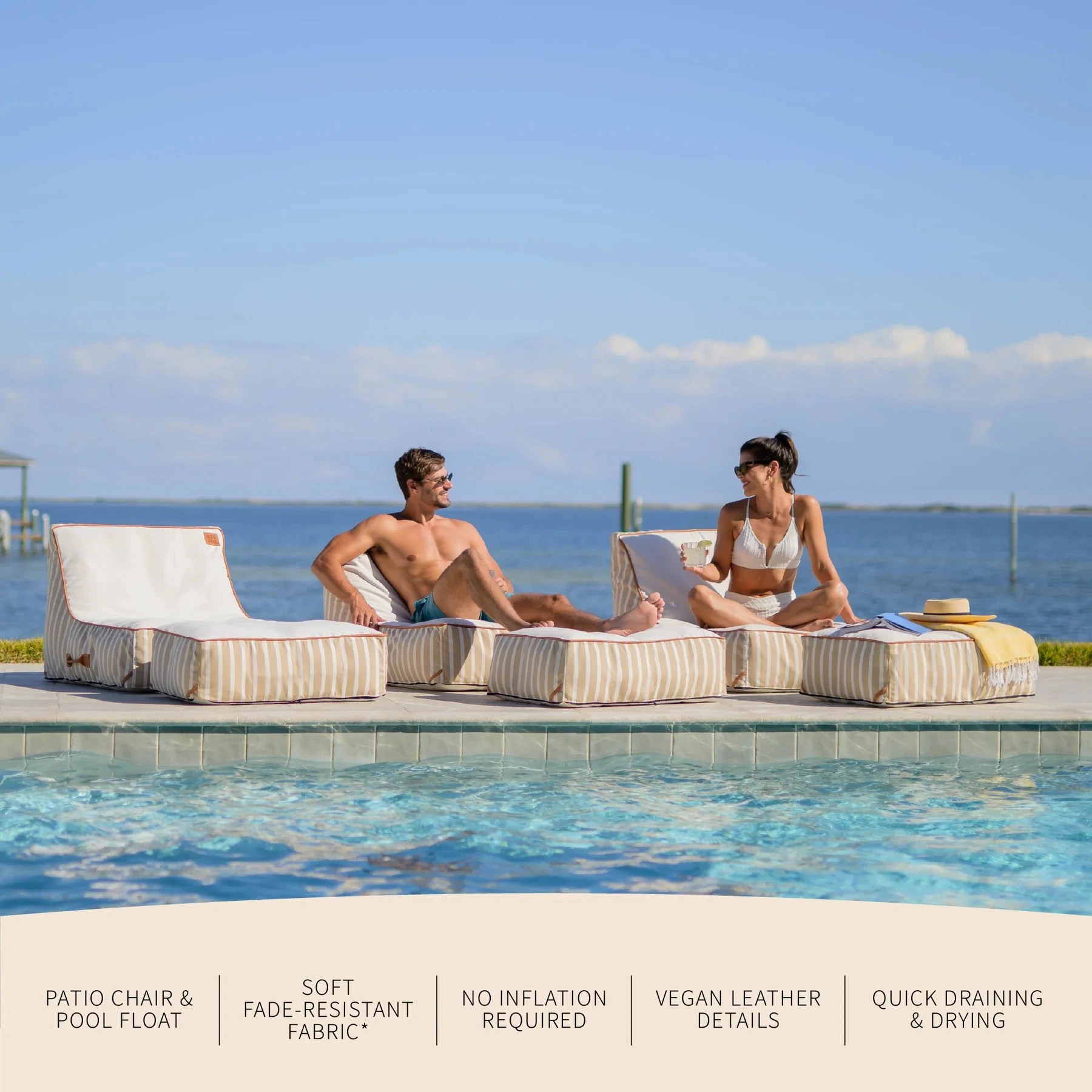 Pool and Patio Lounger with Ottoman