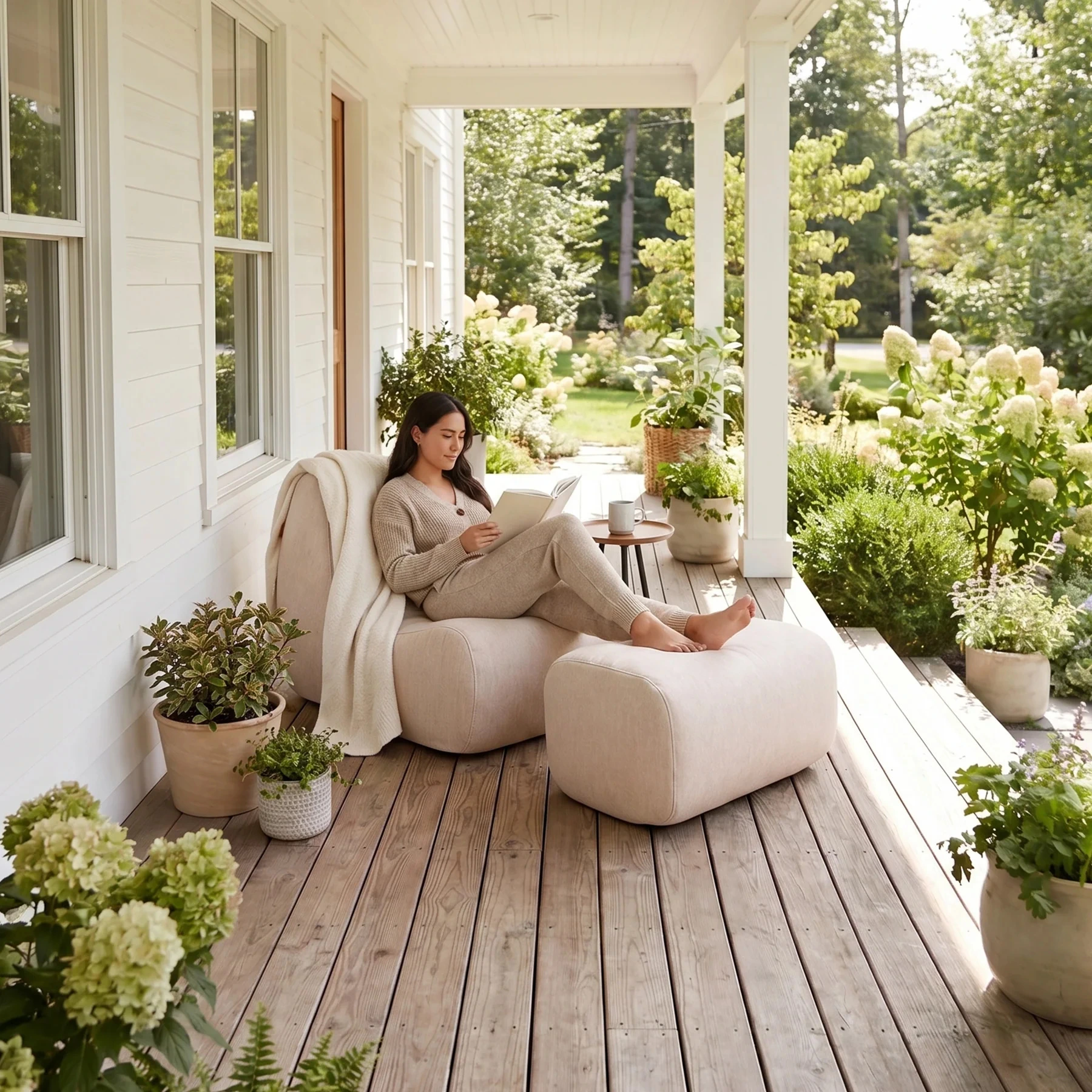 Luxury Outdoor Chair and Ottoman Set