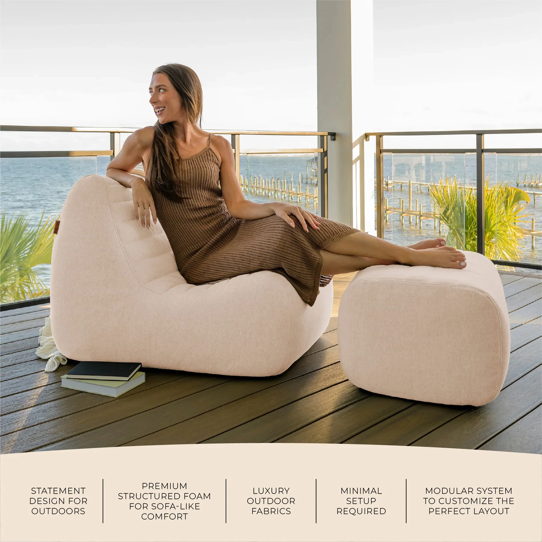Luxury Outdoor Chair and Ottoman Set