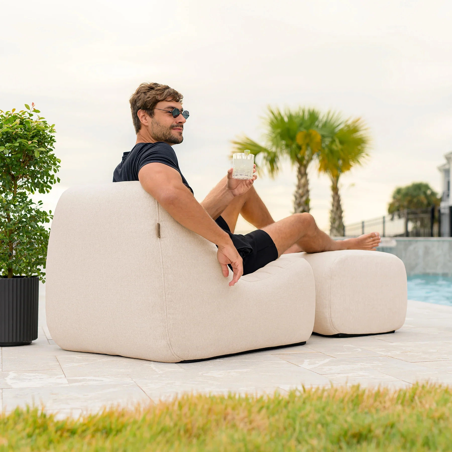 Luxury Outdoor Chair and Ottoman Set