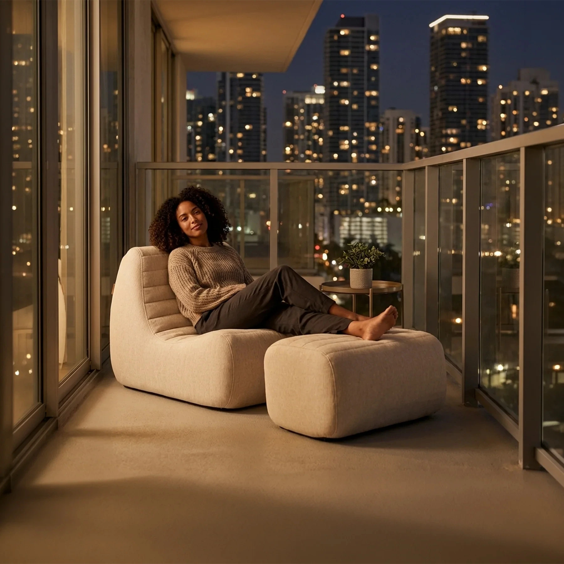Luxury Outdoor Chair and Ottoman Set
