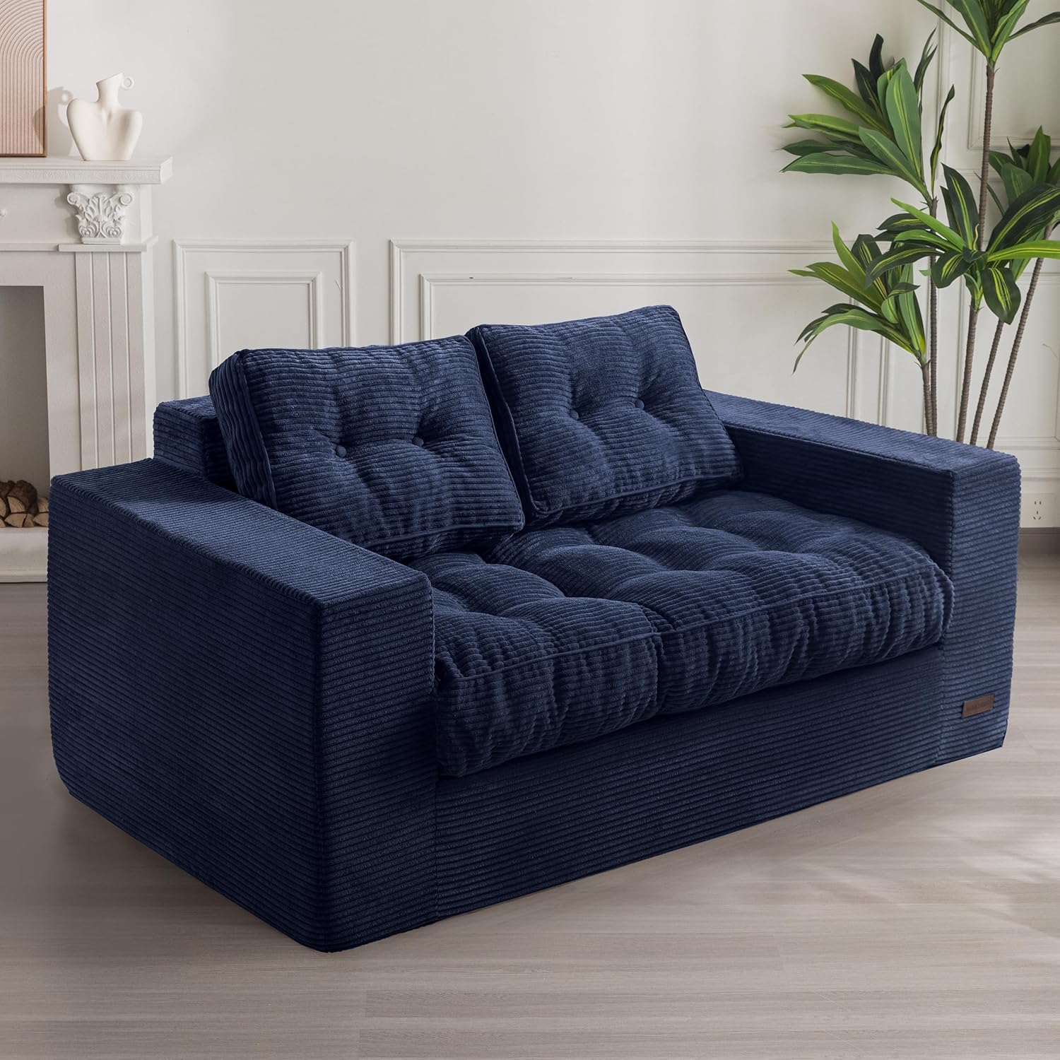 59 Inch Loveseat Boneless Couch with Tufted Cushion & Backrest