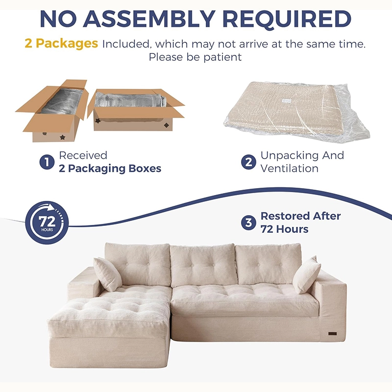 104" L Shaped Modular Sectional Sofa with Ottoman