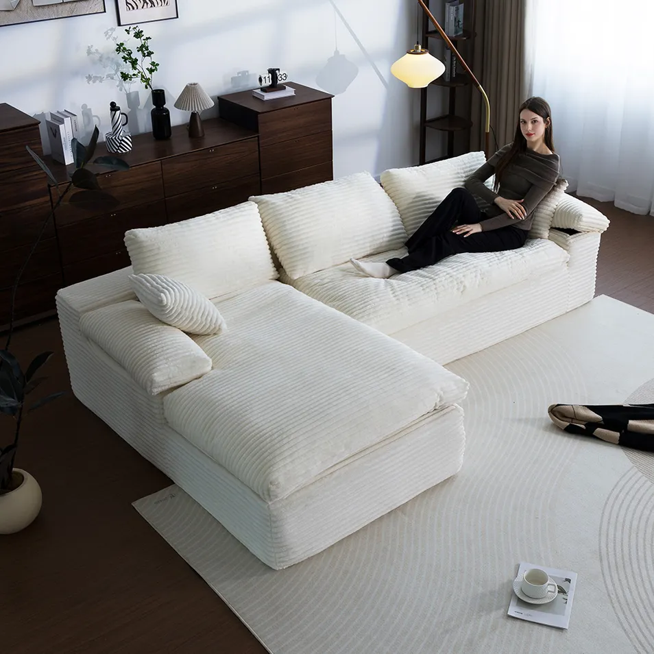 108 Inch L-Shape Cloud Bonless Couch for Living Room