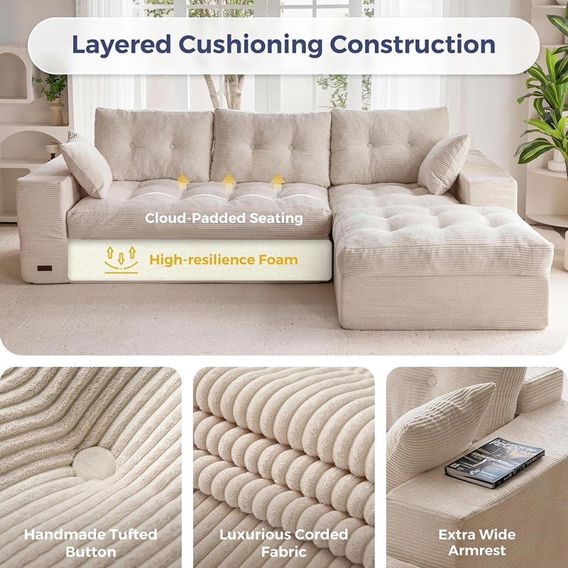 104" L Shaped Modular Sectional Sofa with Ottoman