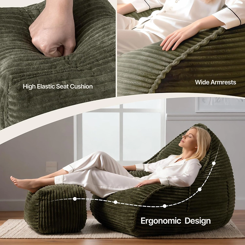 Cloud Bean Bag Chair with Footstool - Vaccum Compressed Packing