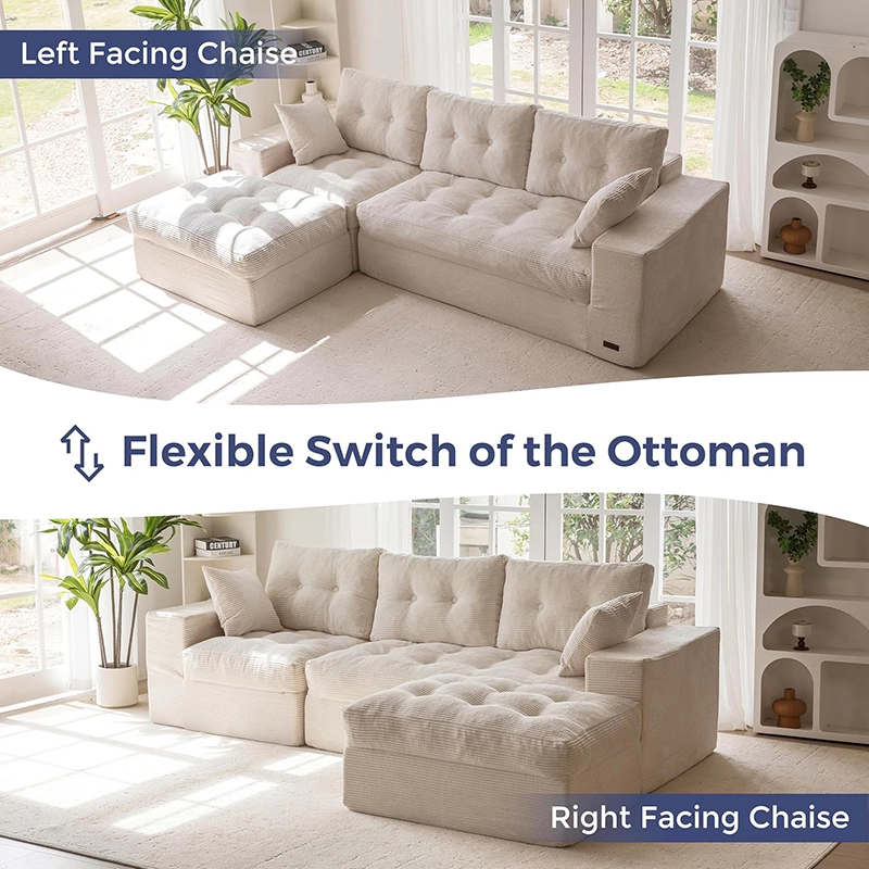 104" L Shaped Modular Sectional Sofa with Ottoman