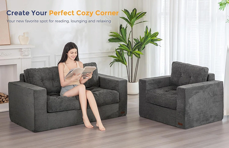 Loveseat Boneless Couch with Tufted Cushion & Backrest