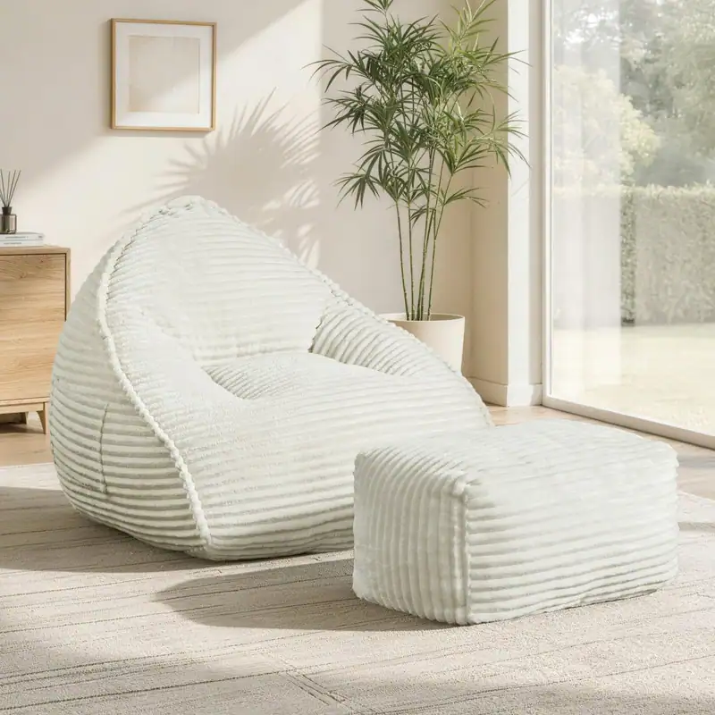 Cloud Bean Bag Chair with Footstool - Vaccum Compressed Packing