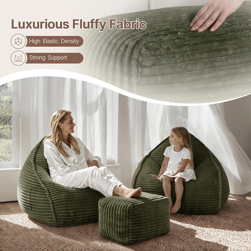 Cloud Bean Bag Chair with Footstool - Vaccum Compressed Packing