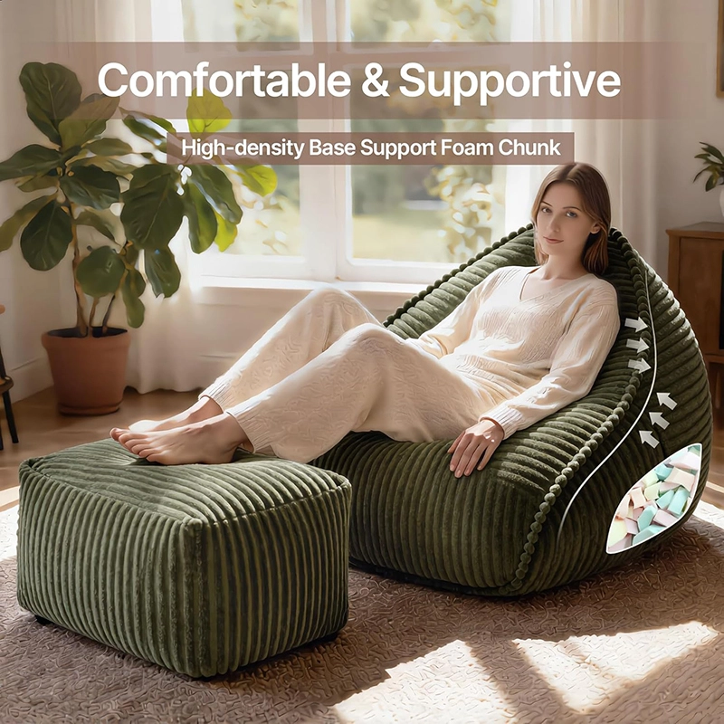 Cloud Bean Bag Chair with Footstool - Vaccum Compressed Packing