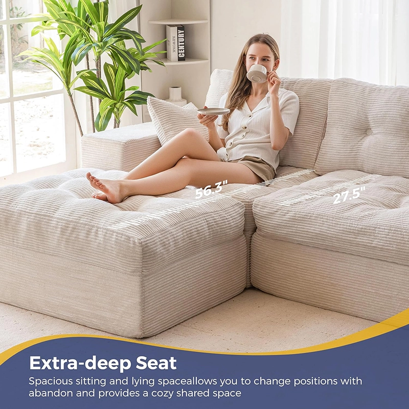 104" L Shaped Modular Sectional Sofa with Ottoman