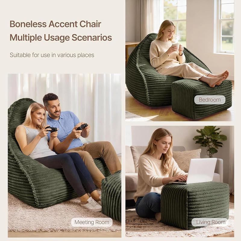 Cloud Bean Bag Chair with Footstool - Vaccum Compressed Packing