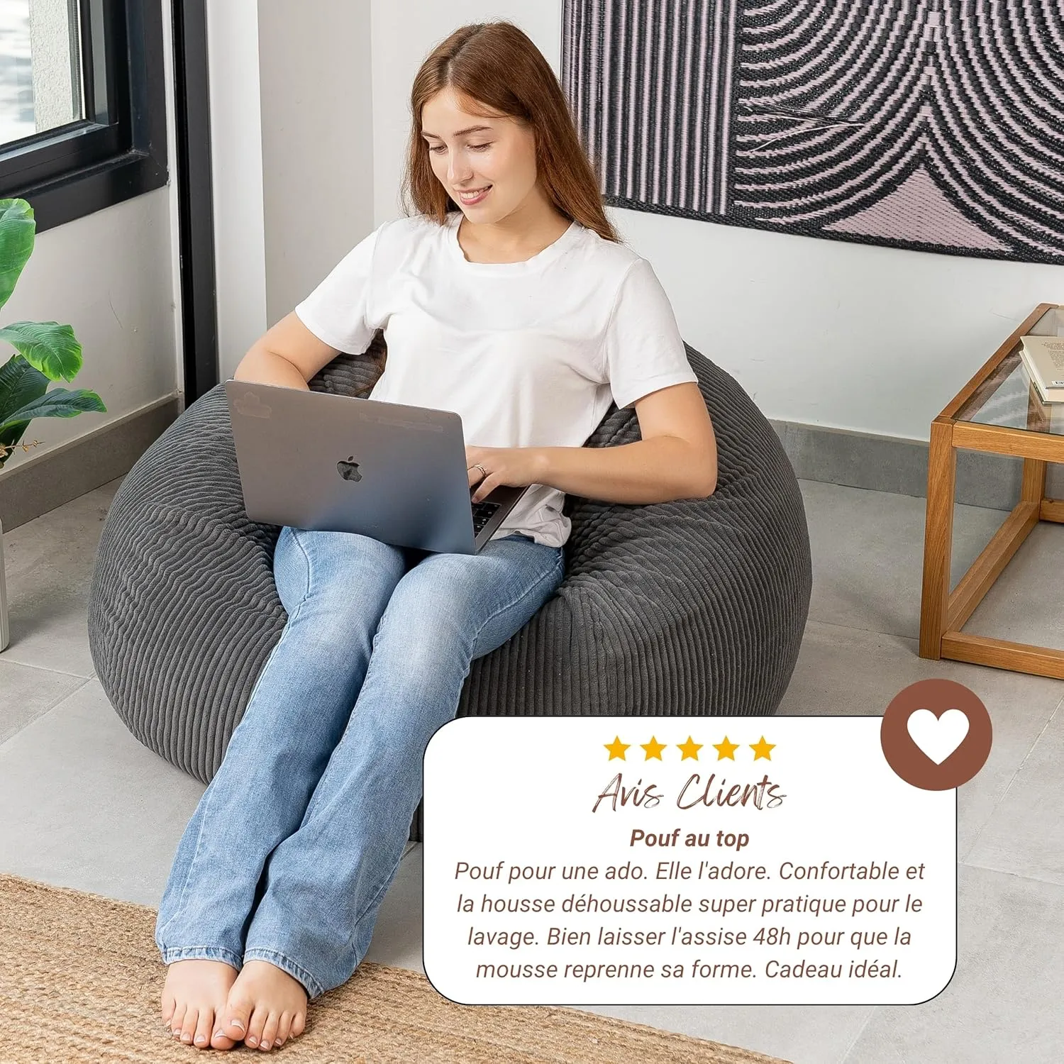Soft Corduroy Bean Bag with Compressiable Shredded Foam Padding