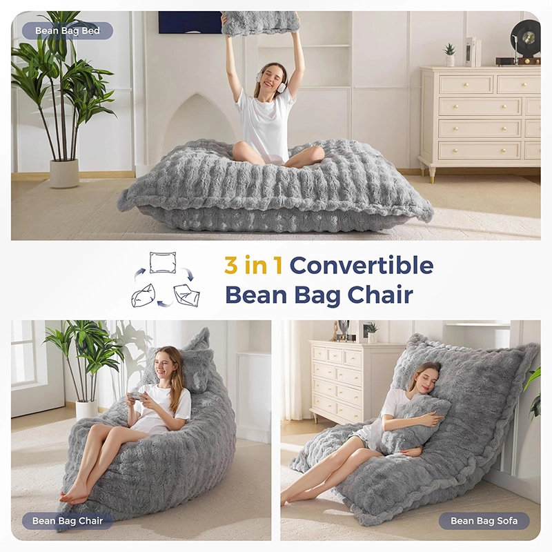 3 in 1 Bean Bag Chair, Cozy Lounger, and Floor Bed
