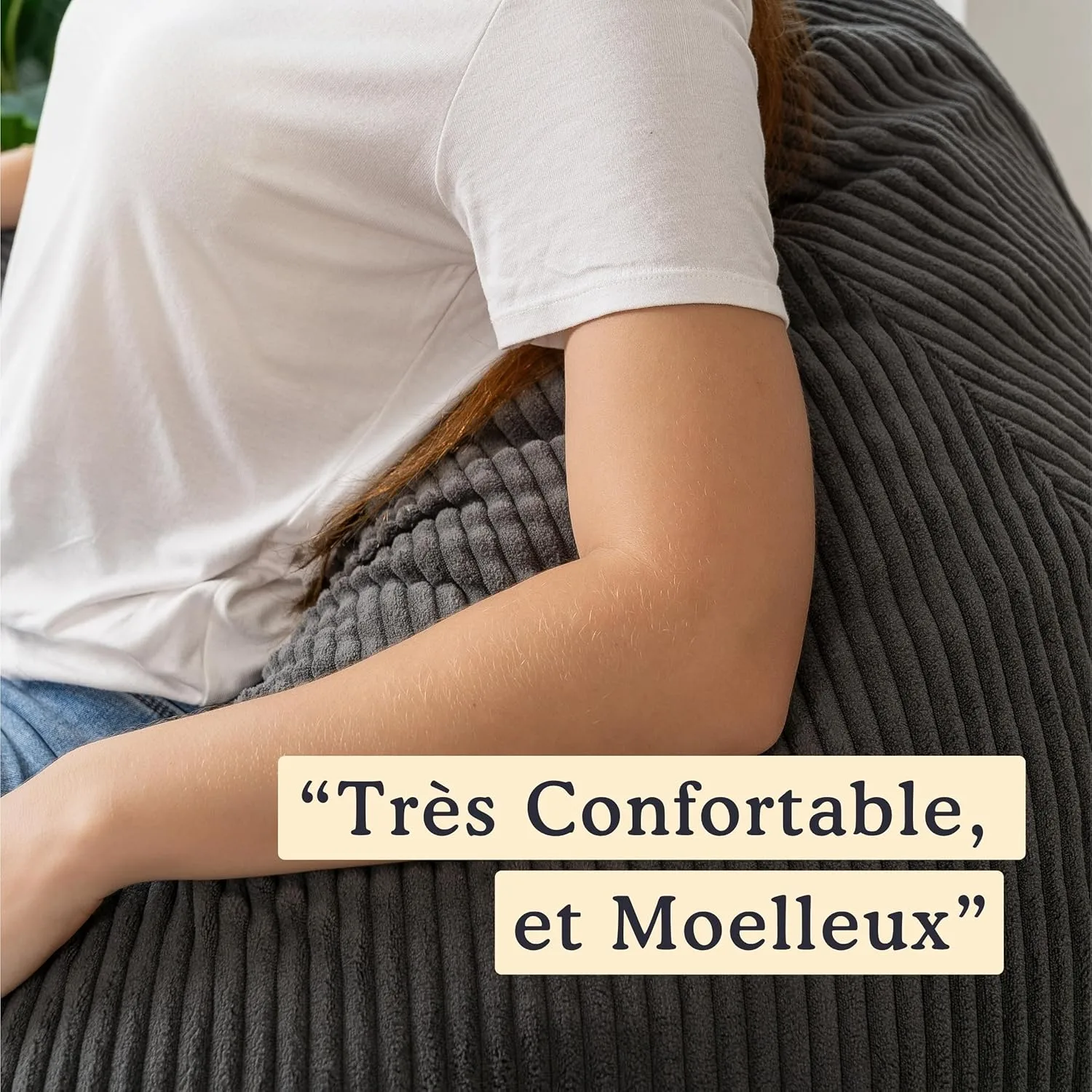 Soft Corduroy Bean Bag with Compressiable Shredded Foam Padding
