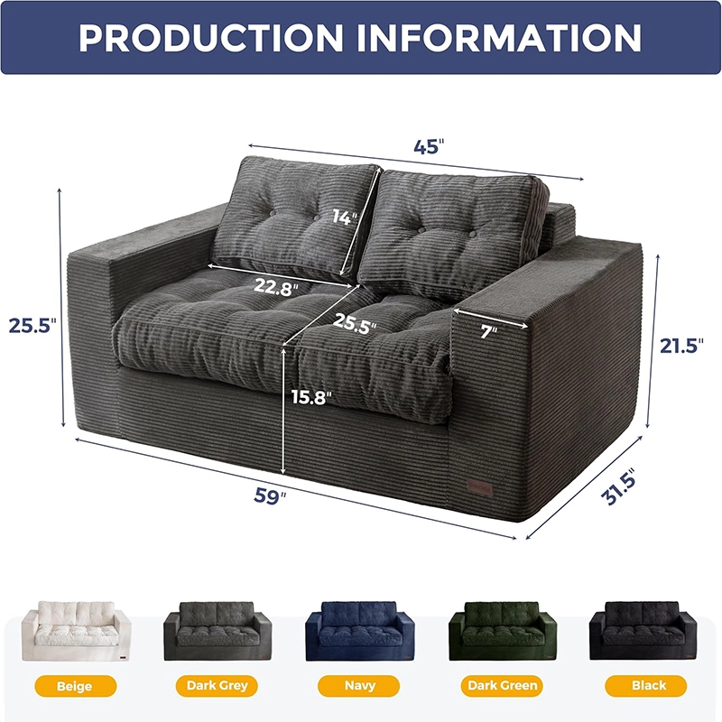 Loveseat Boneless Couch with Tufted Cushion & Backrest