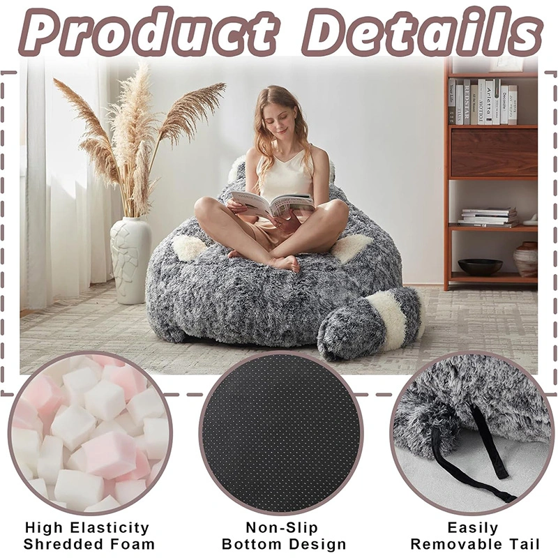 Chinchilla-shaped Soft Bean Bag Chair With Compressiable Foam
