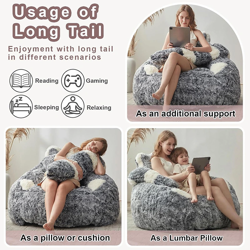 Chinchilla-shaped Soft Bean Bag Chair With Compressiable Foam