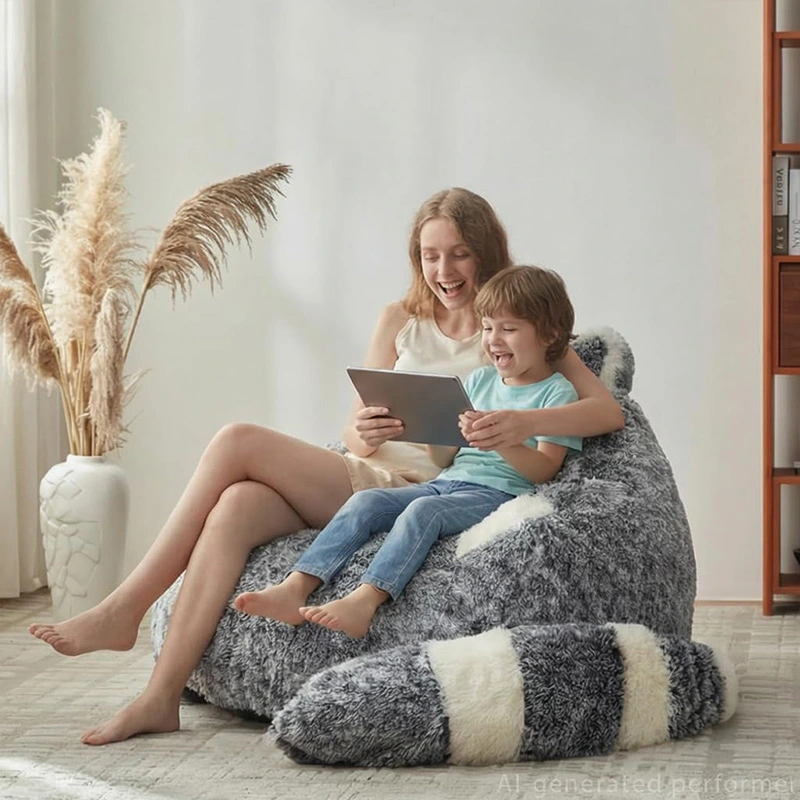 Chinchilla-shaped Soft Bean Bag Chair With Compressiable Foam