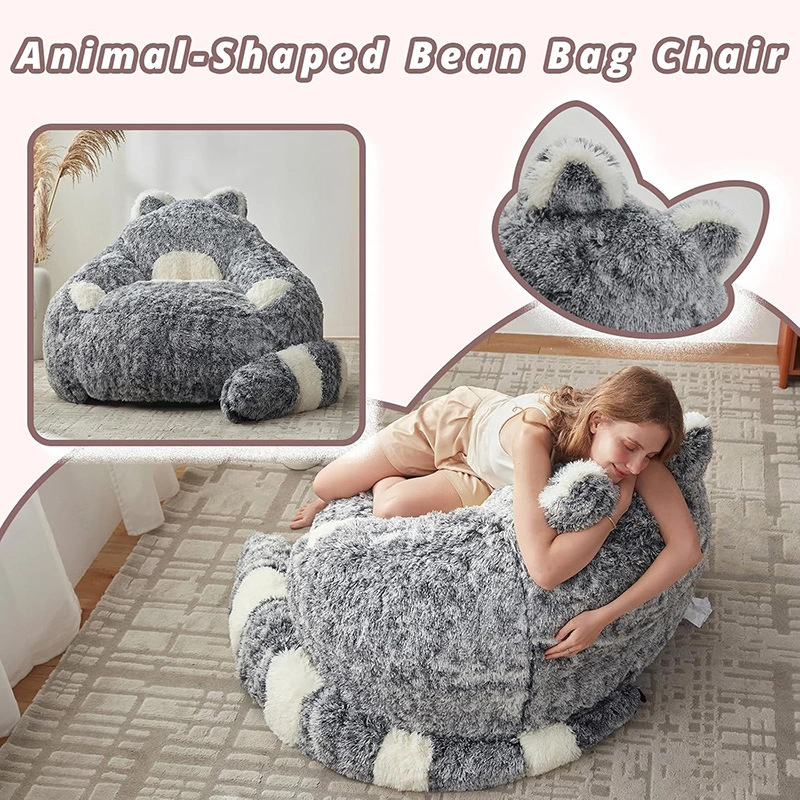 Chinchilla-shaped Soft Bean Bag Chair With Compressiable Foam